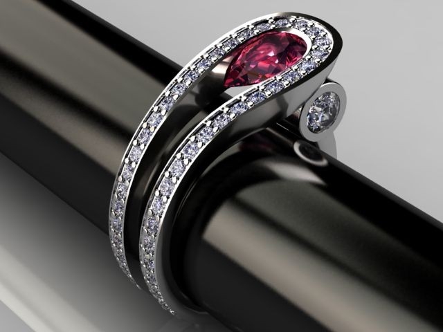 钯红宝石和钻石两排当代戒指设计由珠宝商在CustomMade.com德赢与ac米兰手机