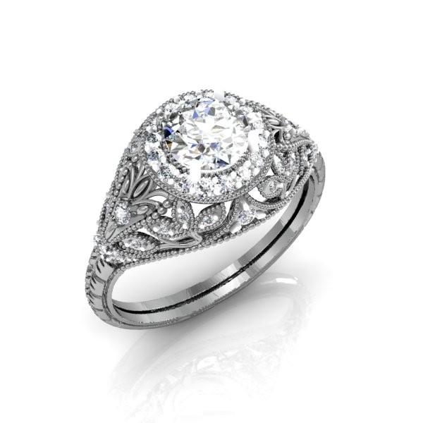 定制的光环艺术风格的钻石戒指,钻石区在CustomMade.com德赢与ac米兰手机