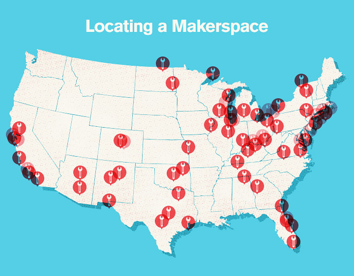 创客空间——在美国各地设立创客空间。创客空间地图。